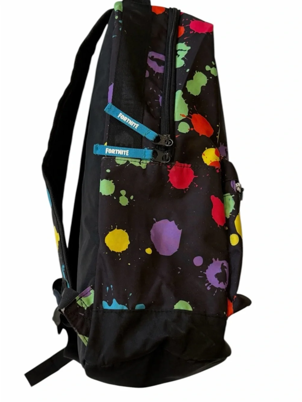 Fortnite Backpack Unisex Multi-Color Paint Splatter Zipper Closure Gamer Bag